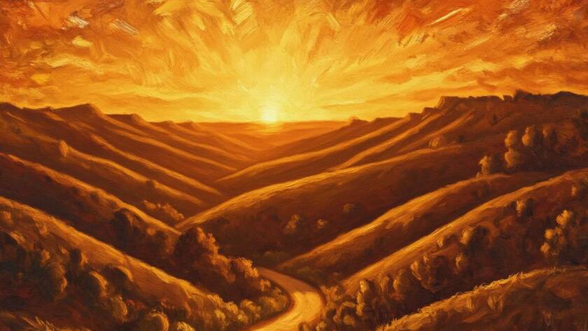 Painted illustration of a path brightening from dawn to full day, a symbol of the Crazy Faith 5 message