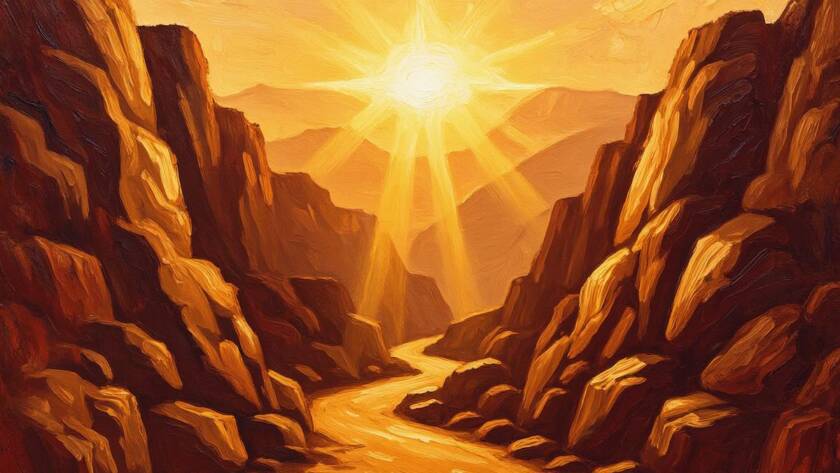 Painted illustration of a path climbing a quiet mountain toward warm light for Drawing Near to God