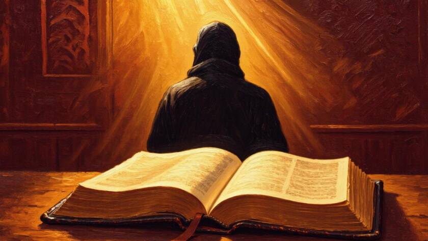 Painted illustration of golden light falling on an open Bible, picturing drawing near to God