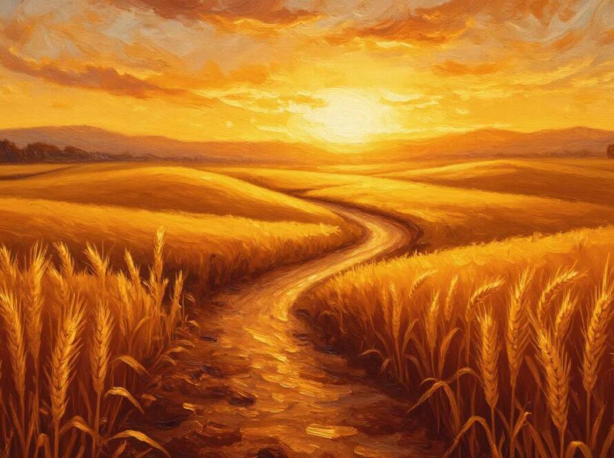 Painted illustration of a sunrise over a golden wheat field, showing why optimism is vital in God's kingdom
