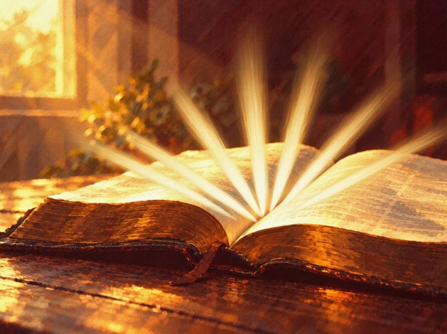Painted illustration of seven streams of light flowing from an open Bible for the motivational gifts sermon